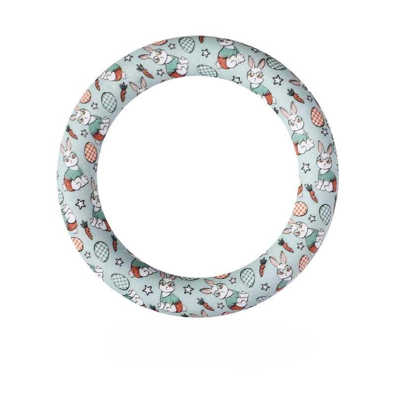 Wholesale 20pcs Silicone Bead Ring Keychain Beaded Jewelry Children DIY Handmade Silicone Bracelet